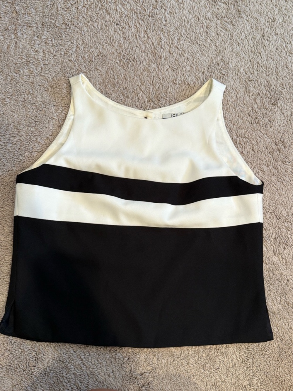 Iceberg Black and White Colorblock Tank Top